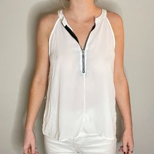 White zipper down blouse